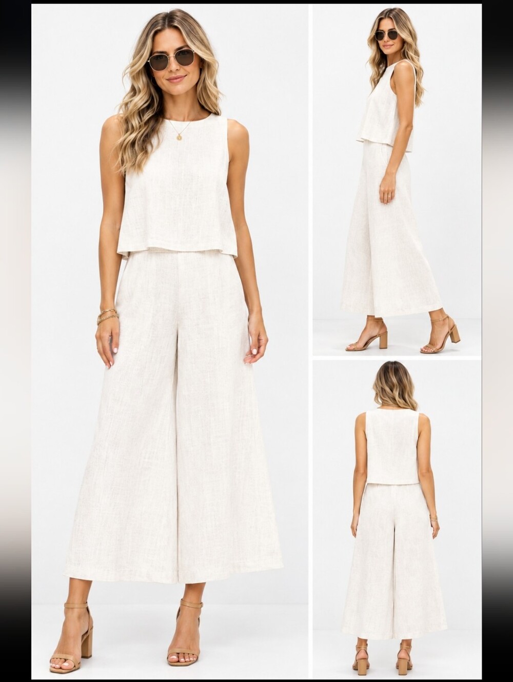 MVN  The Label Wide Leg Jumsuit Linen Blend